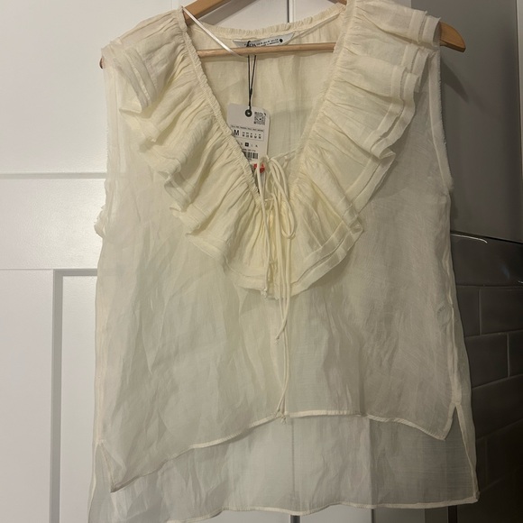 Zara lace neck blouse size m NWT - Picture 3 of 8